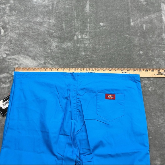Dickies Scrub Bottoms Pants Women’s Large Easy Care Flare Solid Blue drawstring - Picture 6 of 8